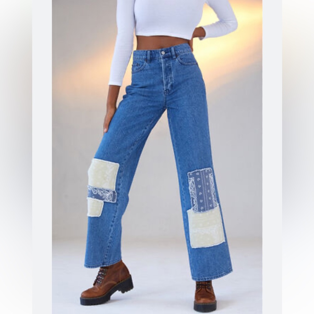 PacSun Eco Bandana Patch High Waisted Baggy Jeans size 27